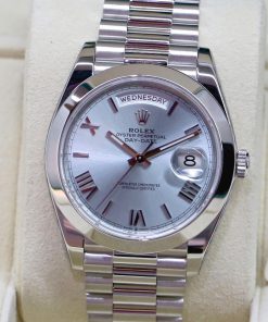 Alternative view of Rolex Oyster Perpetual Day-Date 40 in Platinum with Ice Blue Roman dial, on a Platinum President Bracelet Ref 228206. Ca. 2018, Complete with Box, Book and Rolex Warranty Card.