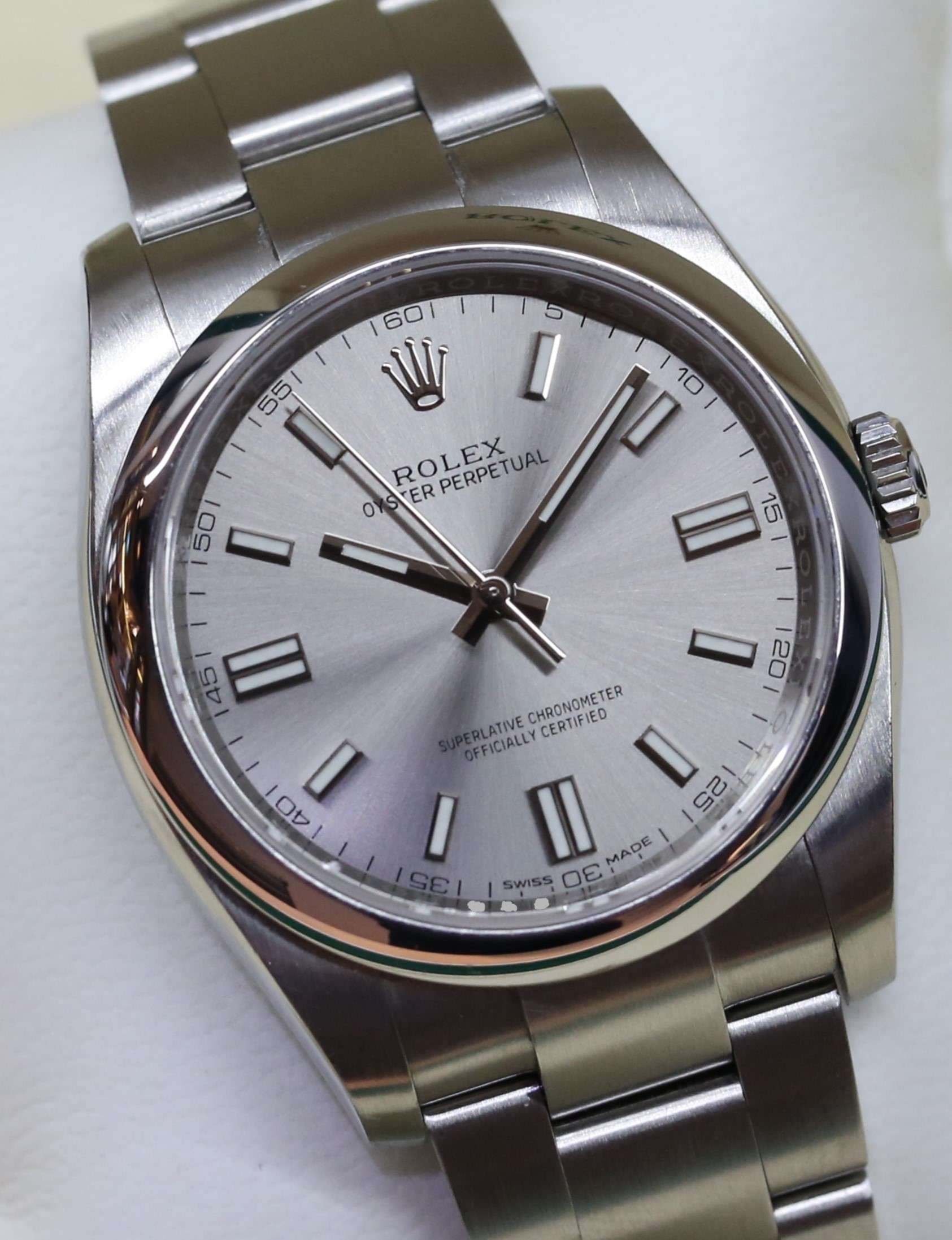 Rolex Oyster Perpetual 36, in Rolex stainless steel, Rhodium index Dial on Rolex Oyster Bracelet, Ref. 116000, Circa: 2020, With Box & Papers