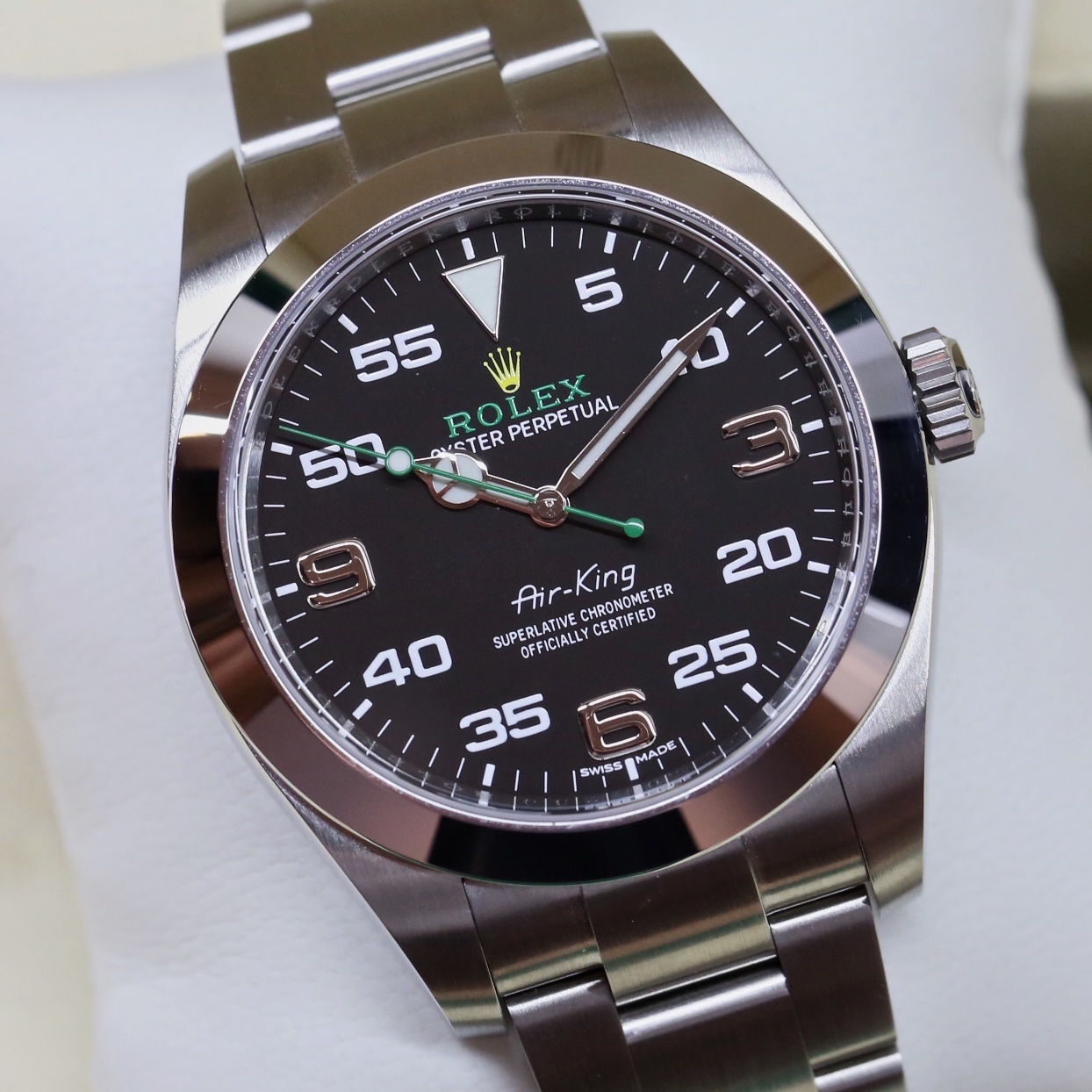Rolex Air King Stainless Steel on Rolex Oyster Bracelet, Black 3,6,9 Dial, Reference: 116900, Circa: 2021, Complete with Box & Papers
