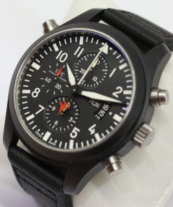Alternative view of IWC Pilot Split Second Chronograph "Top Gun", Ceramic case, Black Arab dial & sub dials, on IWC textile strap with tang buckle, box & papers, Ref. IW379901