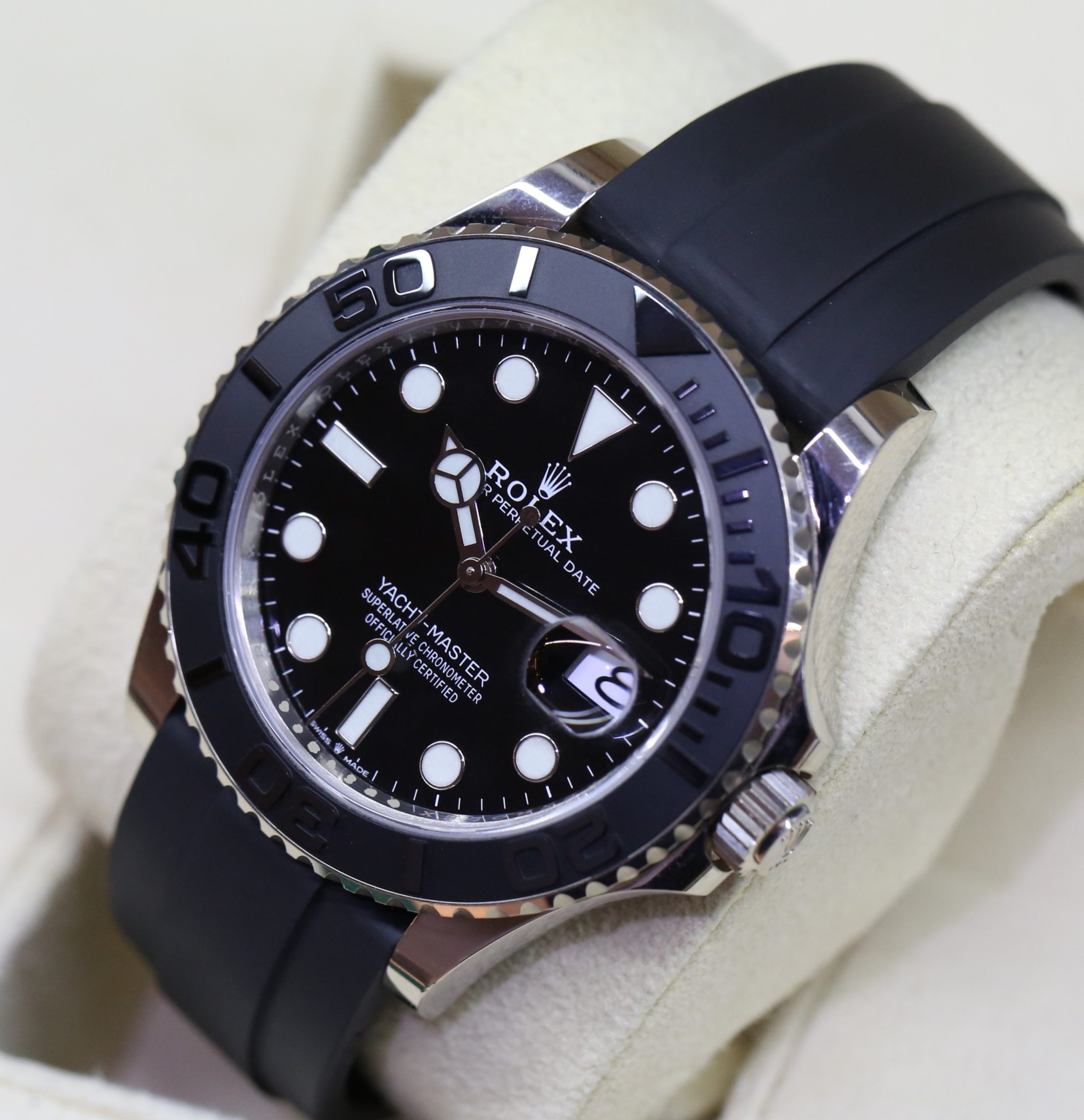 Rolex Yacht-Master 42 in 18ct White Gold, Black Ceramic bezel & Black index dial, on Rolex Oysterflex Bracelet, Ref. 226659, Ca. 2022, Complete with Box & Papers - Image 3