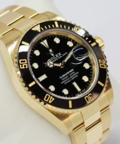 Rolex Submariner Date in 18ct Yellow Gold on 18ct Yellow Gold Rolex Oyster Bracelet, Black Index Dial, Black Ceramic Bezel, Ref: 126618LN, with Box, Book, Swing tags & Rolex Warranty card