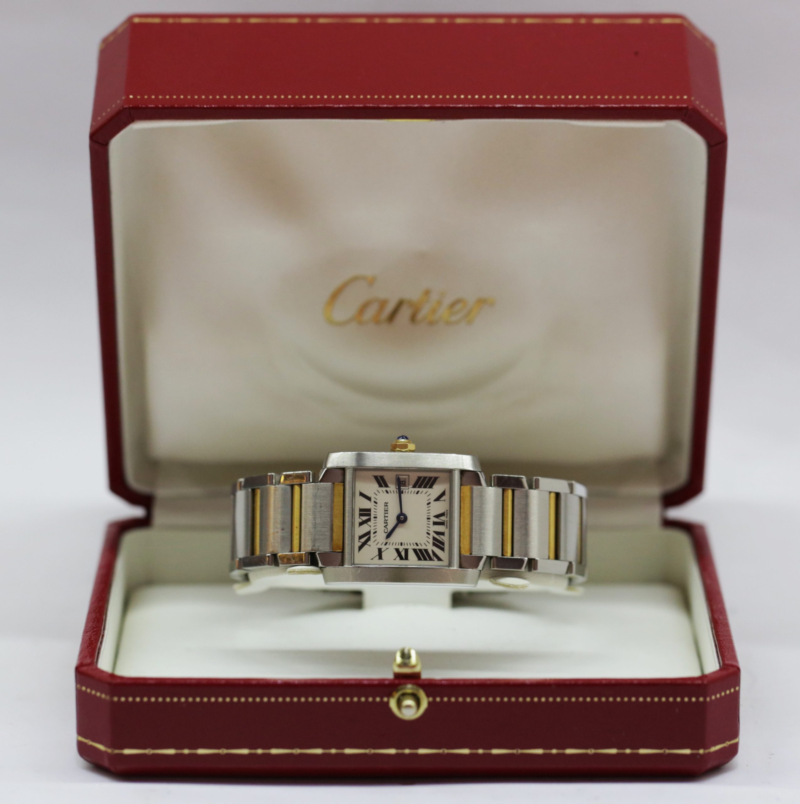 Cartier Tank Francaise Watch, in Stainless Steel & 18ct Yellow Gold, Quartz Movement, Silver-Grained Dial on Stainless Steel & 18ct Yellow Gold Cartier Bracelet, Ref. 2465, Circa: 2009 with Box - Image 4