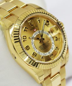 Rolex Oyster Perpetual Skydweller in 18ct Yellow Gold, Champagne Arab Dial, on 18ct Yellow Gold Rolex Oyster Bracelet, Ref. 326938, Circa: Aug 2015, Complete with Box, Books & Rolex Warranty Card