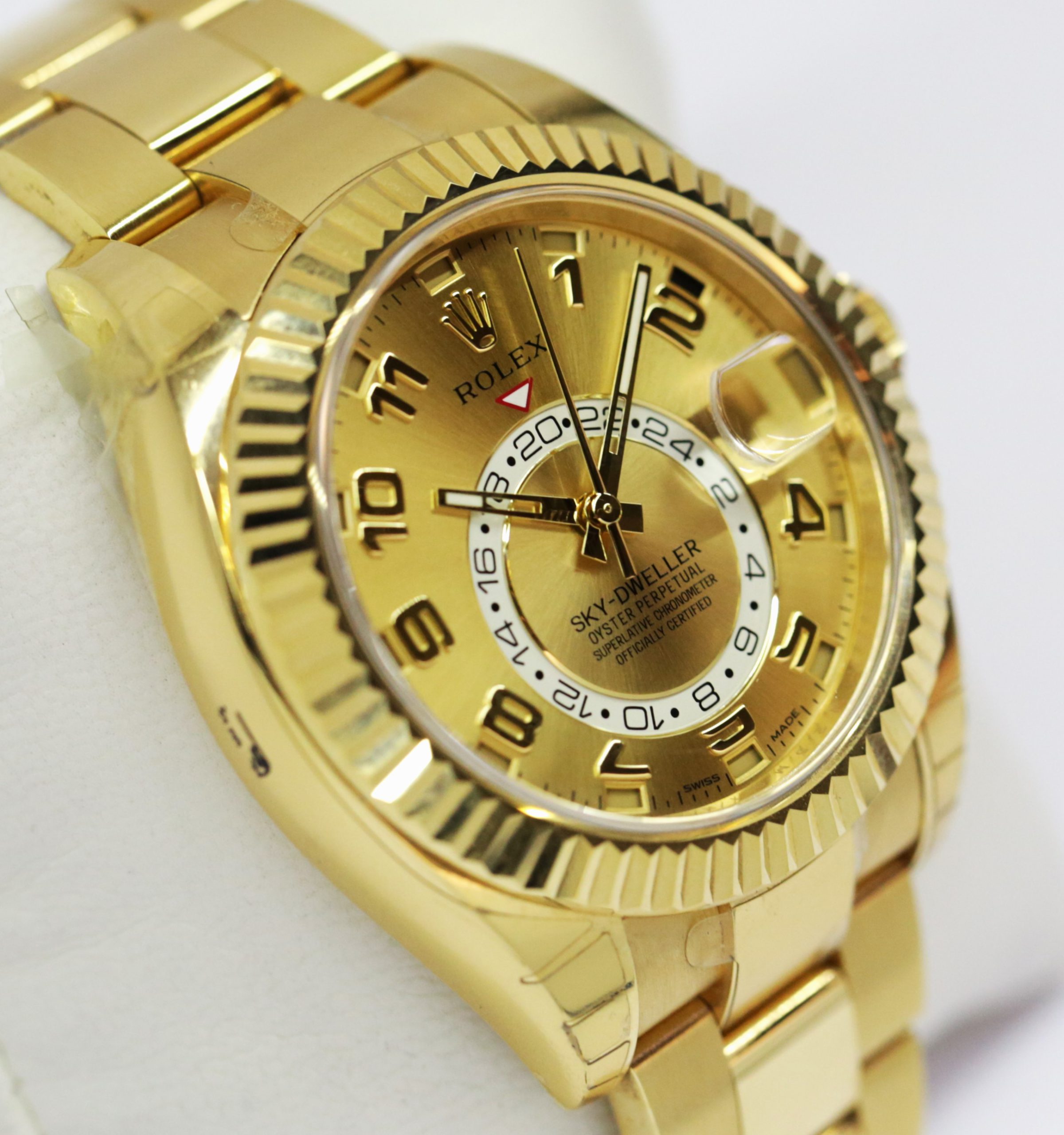 Rolex Oyster Perpetual Skydweller in 18ct Yellow Gold, Champagne Arab Dial, on 18ct Yellow Gold Rolex Oyster Bracelet, Ref. 326938, Circa: Aug 2015, Complete with Box, Books & Rolex Warranty Card