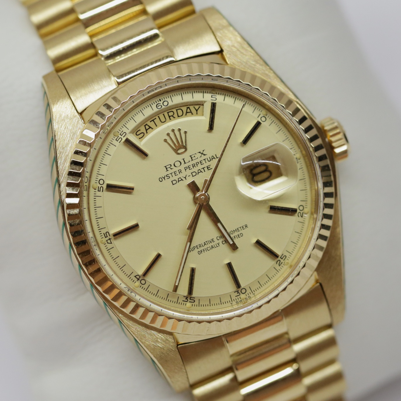 Rolex Oyster Perpetual Day Date 18ct Yellow Gold, Factory Matte Champagne index Dial, 18ct Yellow Gold President Bracelet,Ref: 1803, Circa: 1978, Just returned from Rolex Australia Service with 2 years Warranty. - Image 5