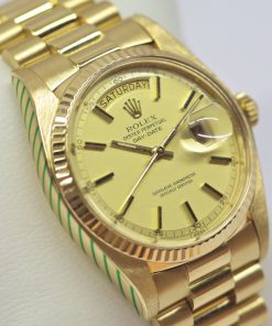 Rolex Oyster Perpetual Day Date 18ct Yellow Gold, Factory Matte Champagne index Dial, 18ct Yellow Gold President Bracelet,Ref: 1803, Circa: 1978, Just returned from Rolex Australia Service with 2 years Warranty.