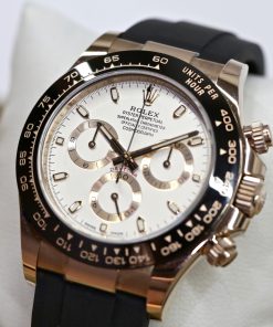 Alternative view of Rolex Oyster Perpetual Daytona Cosmograph, 18ct Everose gold, Ivory Index dial on a Rolex Oysterflex Band and 18ct Everose gold Deployant. Ref 116515LN Ca 2021. Full set