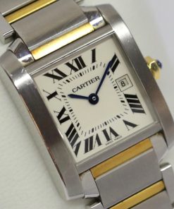 Cartier Tank Francaise Watch, in Stainless Steel & 18ct Yellow Gold, Quartz Movement, Silver-Grained Dial on Stainless Steel & 18ct Yellow Gold Cartier Bracelet, Ref. 2465, Circa: 2009 with Box