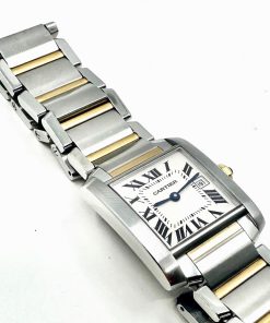 Cartier Tank Francaise Watch, in Stainless Steel & 18ct Yellow Gold, Quartz Movement, Silver-Grained Dial on Stainless Steel & 18ct Yellow Gold Cartier Bracelet, Ref. 2465, Circa: 2009 with Box