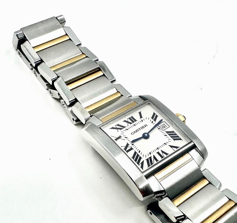 Cartier Tank Francaise Watch, in Stainless Steel & 18ct Yellow Gold, Quartz Movement, Silver-Grained Dial on Stainless Steel & 18ct Yellow Gold Cartier Bracelet, Ref. 2465, Circa: 2009 with Box