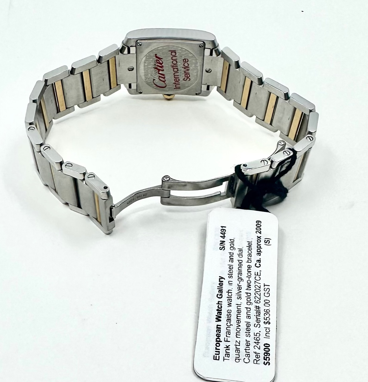 Cartier Tank Francaise Watch, in Stainless Steel & 18ct Yellow Gold, Quartz Movement, Silver-Grained Dial on Stainless Steel & 18ct Yellow Gold Cartier Bracelet, Ref. 2465, Circa: 2009 with Box - Image 6
