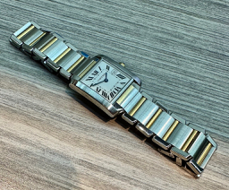 Cartier Tank Francaise Watch, in Stainless Steel & 18ct Yellow Gold, Quartz Movement, Silver-Grained Dial on Stainless Steel & 18ct Yellow Gold Cartier Bracelet, Ref. 2465, Circa: 2009 with Box - Image 3