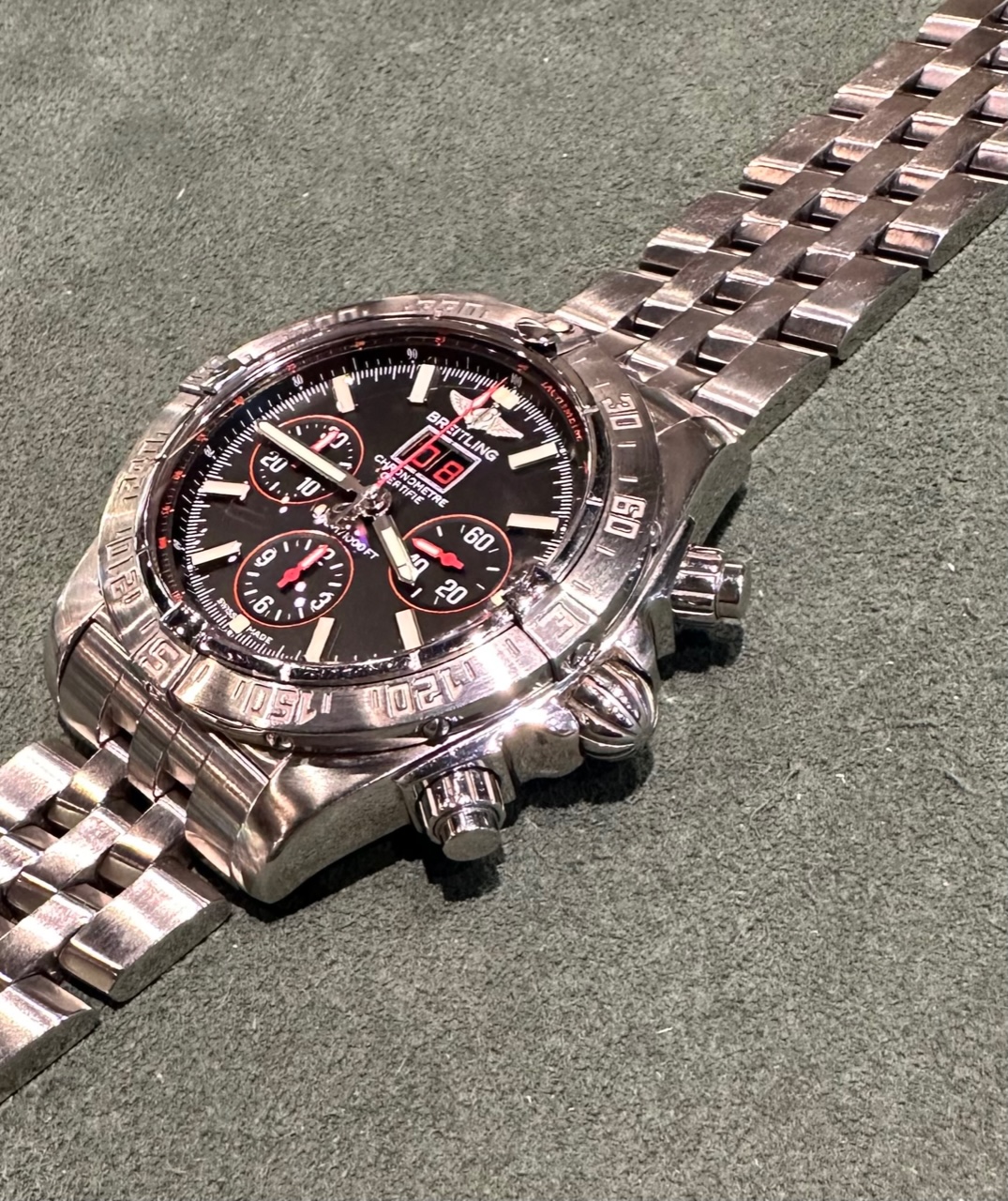 Breitling Black Bird Big Date Chronometer Chronograph REF A44359, with box and papers, Ca 2012. 1 only at $3,960!! - Image 2