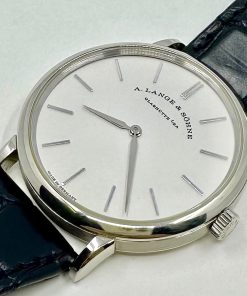 Alternative view of A Lange & Sohne Saxonia Thin in 18ct White Gold with Silver Argente Dial on A Lange & Sohne Alligator Strap, Ref 201.027, Circa: 2019, Complete with Box & Papers