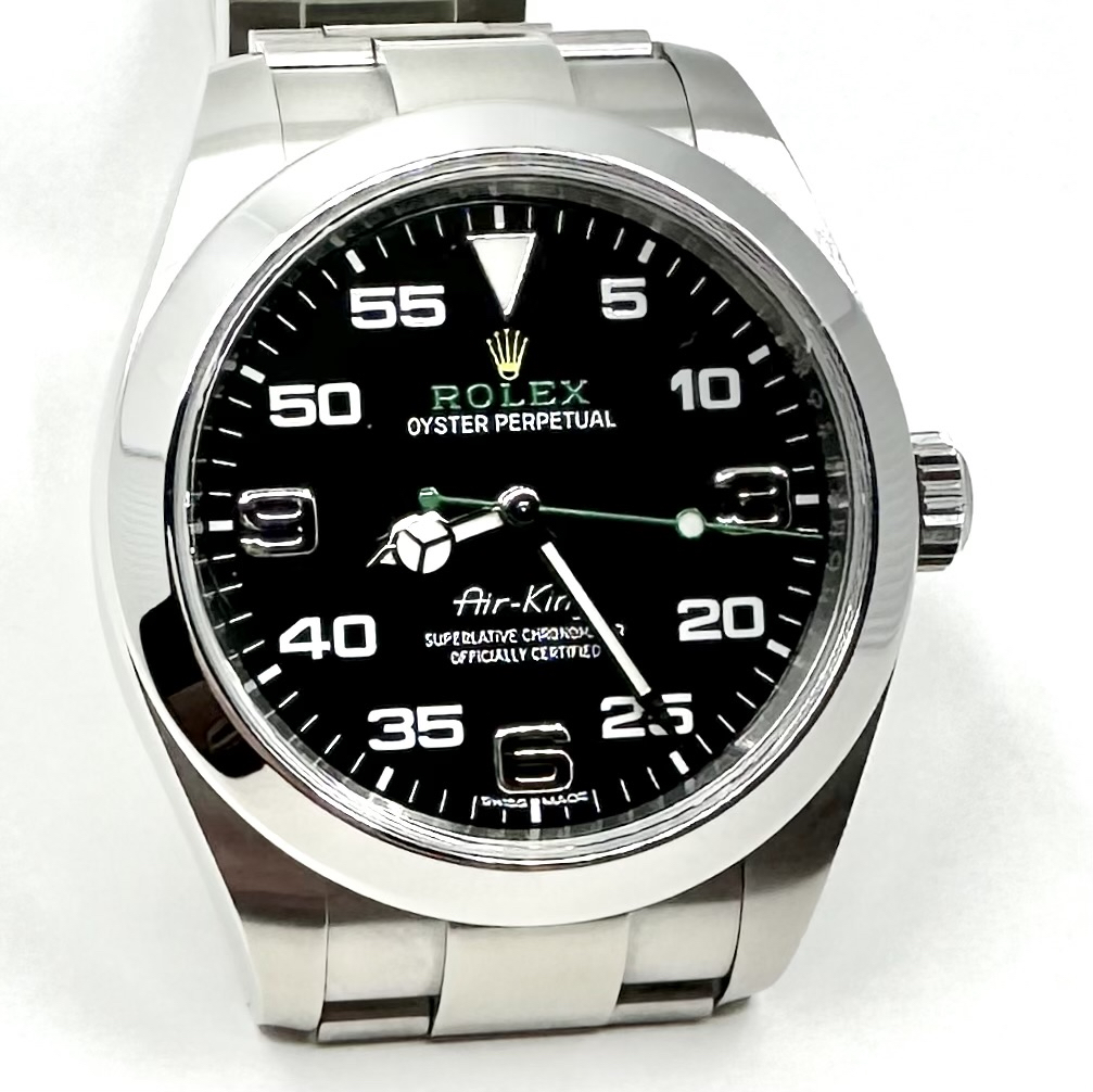 Rolex Airking in stainless steel, Black Arab 3,6, 9 - 60 minute dial, on a Rolex Oystersteel bracelet with original box. - Image 3
