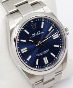 Rolex Oyster Perpetual 41, in Rolex OysterSteel, Blue index Dial, on Rolex OysterSteel Bracelet, Reference 124300, Circa: 2022, Complete with Box, book and Rolex Warranty card