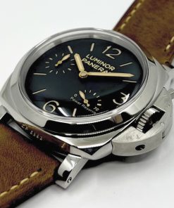 Alternative view of Panerai Luminor Power Reserve 47mm, Limited to 2000 Pieces, Stainless Steel, Tobacco Dial on Tan Panerai Suede Strap, Ref. PAM00423, Circa: 2014, Box & Papers