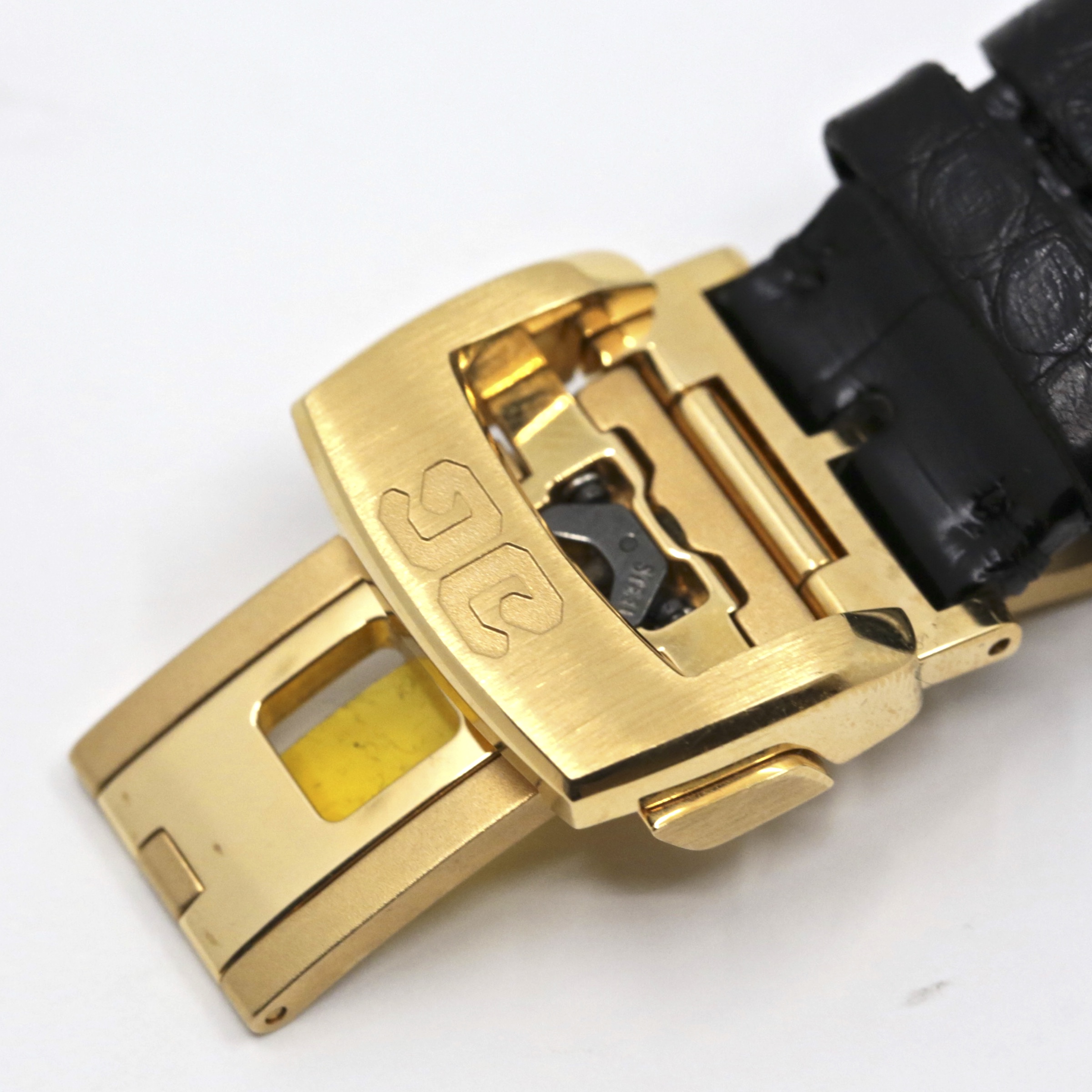 Glashutte Original PanoInverse XL, in 18ct Yellow Gold, Black Arab Dial with sub dials at 6, black Glashutte Original crocodile strap with 18ct Yellow Gold Glashutte Original Deployant, Ref. 661010105, Circa: 2013, Complete Box & Book, - Image 5