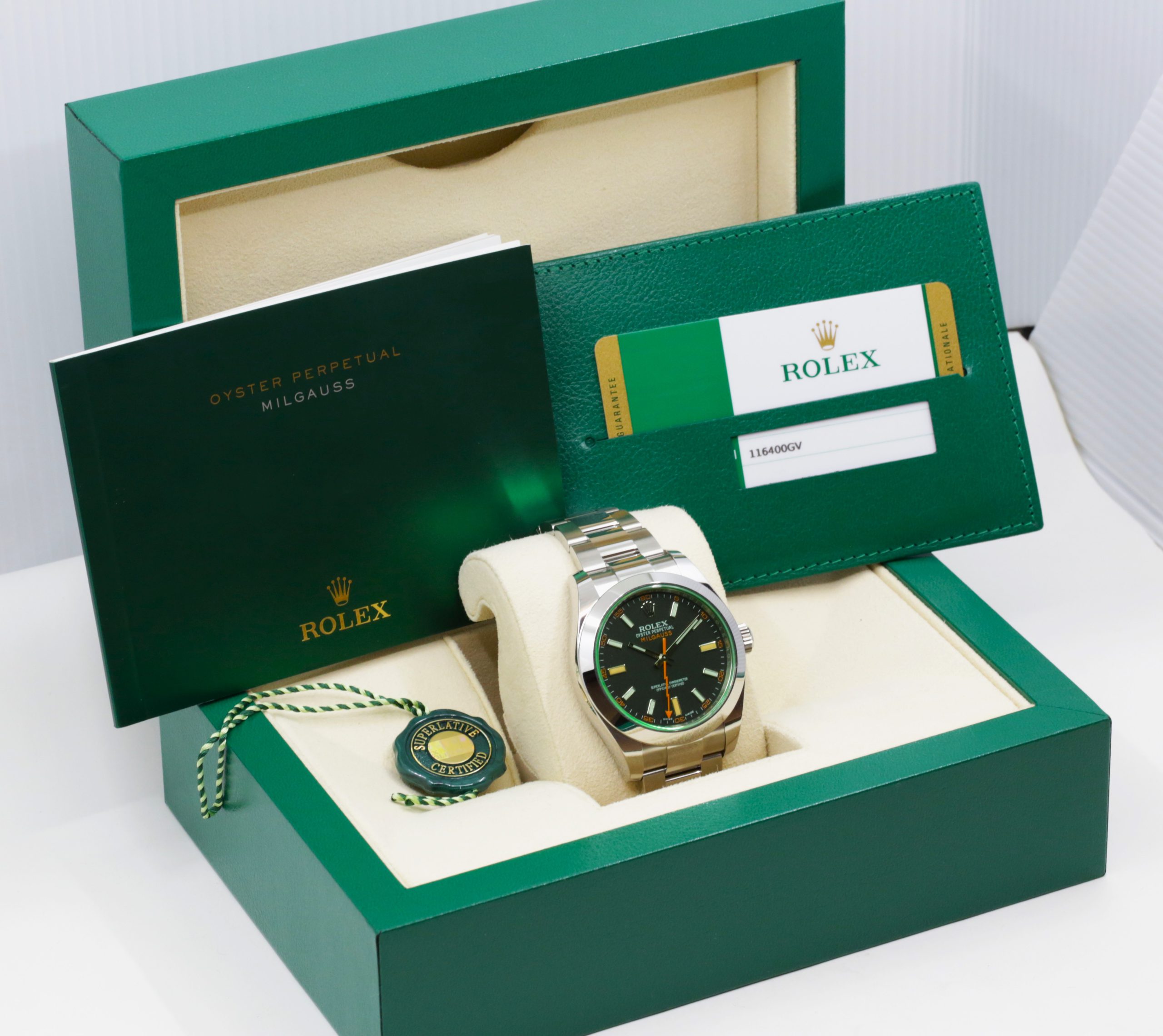Rolex Milgauss, Anniversary Edition, in Stainless Steel, Black Index Dial with Green Sapphire Crystal, on Rolex Stainless Steel Oyster Bracelet, Ref. 116400GV, Circa: 2020, Complete with Box & Papers - Image 6