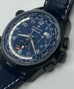 Alternative view of Zenith El Primero DoubleMatic Pilot Worldtime, Alarm with Big date,  limited edition 1 of 20; Ref: 75.2402.4046. Comes complete with Inner and outer box, books and Zenith Warranty card.