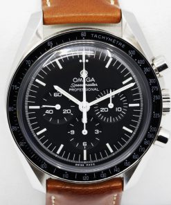 Alternative view of Omega Speedmaster Professional 42mm in stainless steel, Black index dial on a Omega leather strap, Ref. 31130423001005, Complete with all Boxes and Omega Warranty cards, Circa: 2018