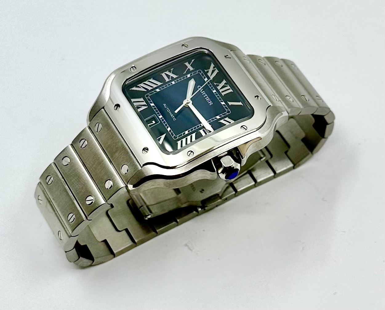 Cartier Santos Large Size gents Ref WSSA0030 Dark Blue dial automatic stainless steel, sold new 15/05/2022 full set B&P. - Image 2