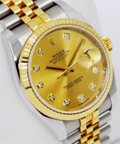 Rolex Datejust 36mm in 18ct Yellow Gold & Stainless Steel, Champagne factory Diamond Dial on Rolex Jubilee Bracelet, Ref: 116233, Circa: 2015, with Box & Book and Rolex Warranty card