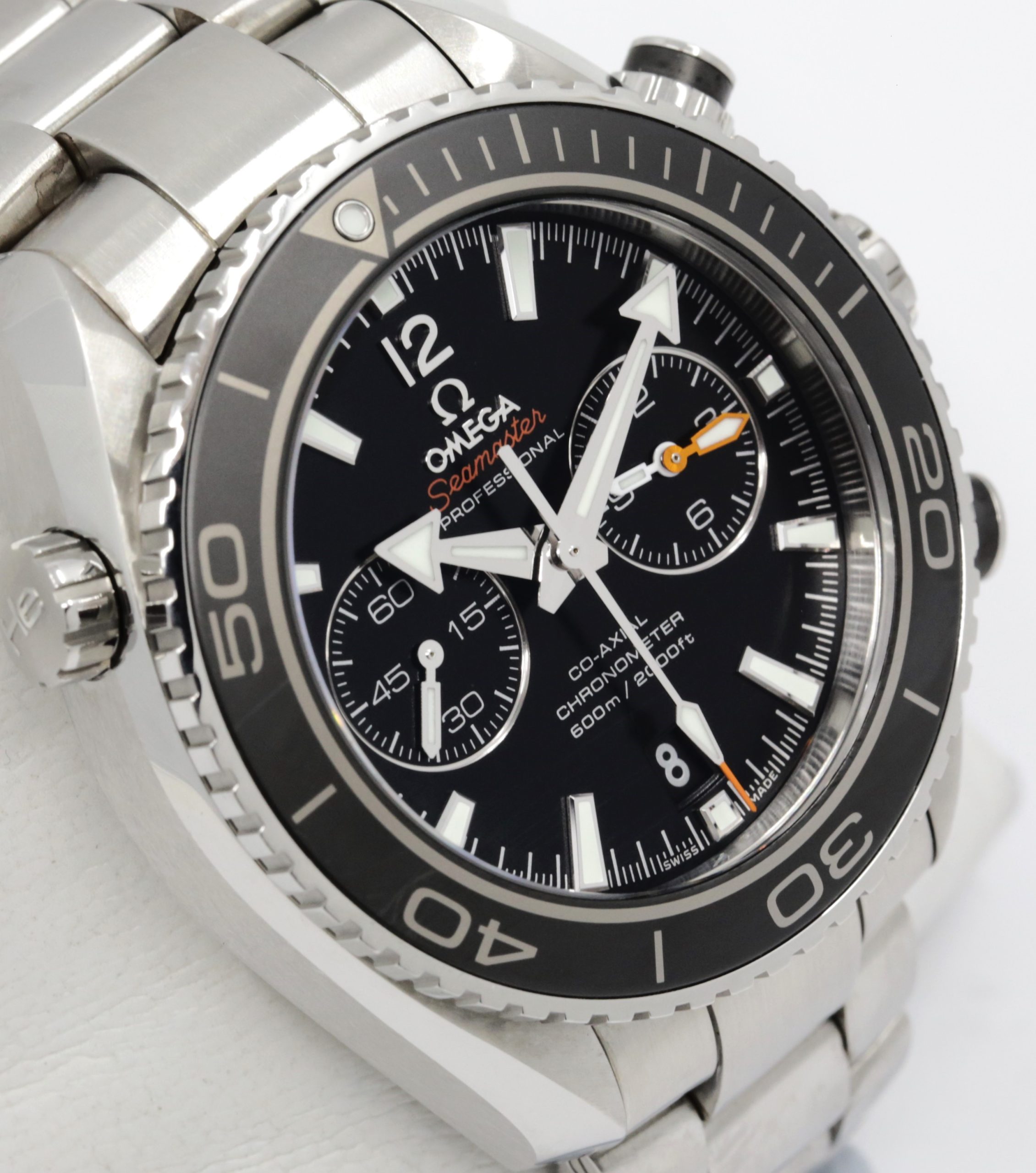 Omega Seamaster Planet Ocean 600M Co-Axial Chronometer Chronograph, 45.5mm Stainless Steel Case, Black Index Dial, on Omega Stainless Steel Bracelet, Ref. 232.30.46.51.01.001, Circa: 2014, Complete with Box, Books & Warranty Cards