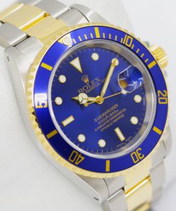Rolex Submariner Date, stainless steel & 18ct yellow gold, Blue index dial and Blue Bezel on a matching Rolex Oyster Bracelet