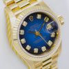Rolex Lady-Datejust 26 in 18ct Yellow Gold, with Graduated Blue Diamond Dial, on 18ct Yellow Gold Rolex President Bracelet, Ref. 79178, Circa: 1999, with Box & Recently Serviced by Rolex Australia