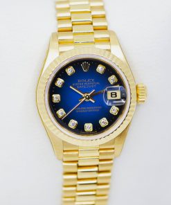 Alternative view of Rolex Lady-Datejust 26 in 18ct Yellow Gold, with Graduated Blue Diamond Dial, on 18ct Yellow Gold Rolex President Bracelet, Ref. 79178, Circa: 1999, with Box & Recently Serviced by Rolex Australia