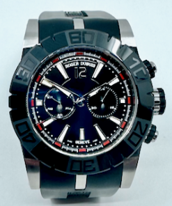 Alternative view of Roger Dubuis Easy Diver Chronograph, in Stainless Steel, Black Index Dial on Black Rubber Roger Dubuis Strap & Stainless Steel Roger Dubuis Deployant, Ref. DBSE0282, Circa: 2015