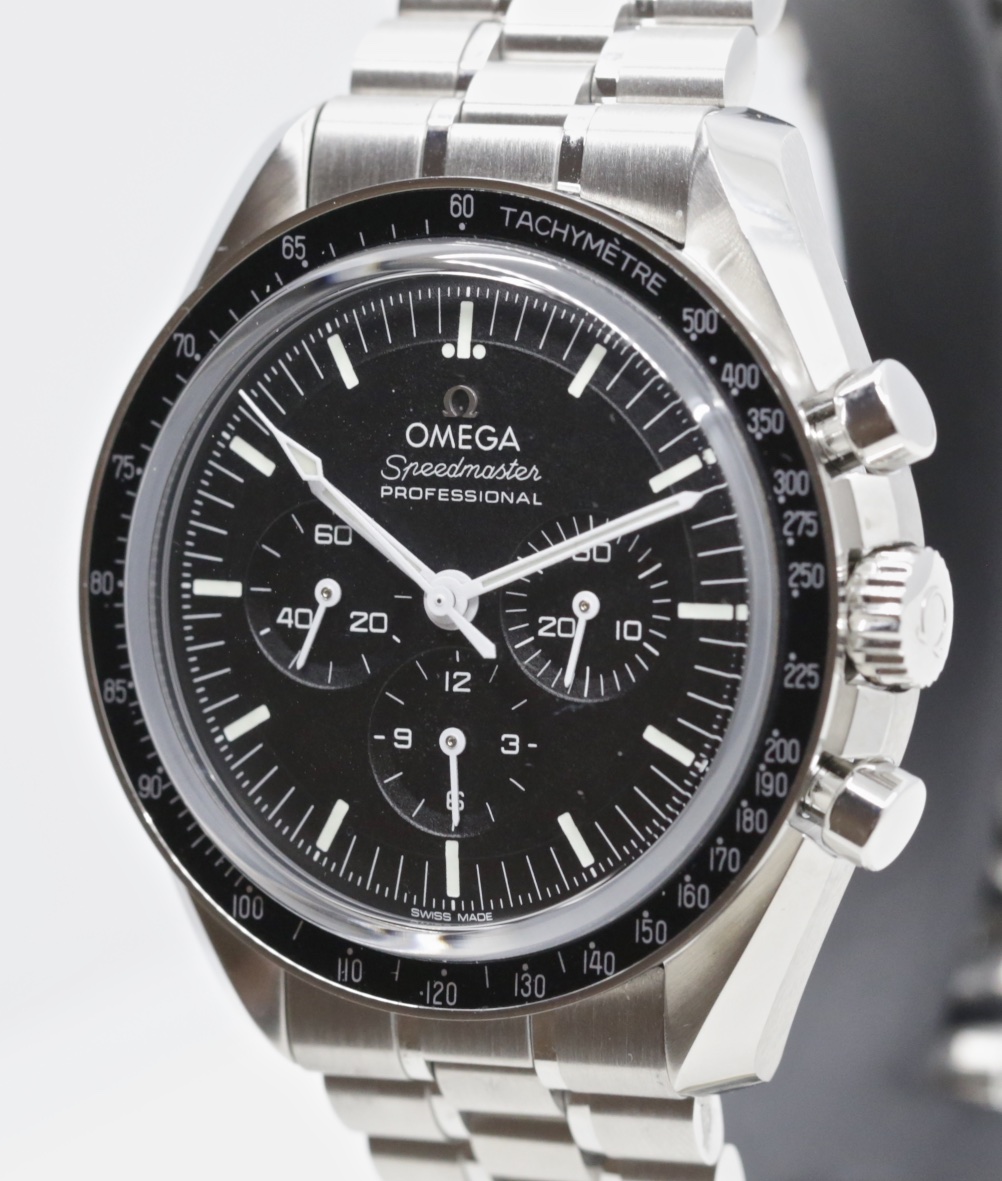 Omega Speedmaster Professional Moonwatch “Sapphire Sandwich”, in Stainless Steel, Black Index Dial, on Stainless Steel Omega Bracelet, Ref. 310.30.42.50.01.002, Complete with Box & Book and Omega Warranty cards, Circa: 2022, - Image 2