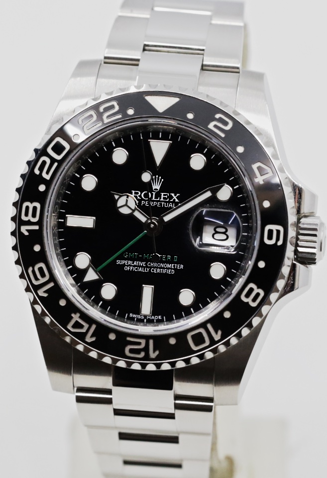 Rolex Oyster Perpetual GMT Master II in Rolex Oystersteel, Black index dial and Cerachrom black bezel on a Rolex Oystersteel bracelet, Ref 116710LN, Box, book and Rolex Warranty card, Ca 2018. - Image 2