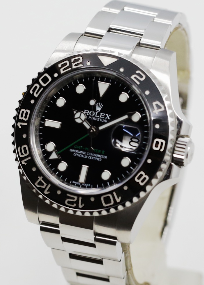 Rolex Oyster Perpetual GMT Master II in Rolex Oystersteel, Black index dial and Cerachrom black bezel on a Rolex Oystersteel bracelet, Ref 116710LN, Box, book and Rolex Warranty card, Ca 2018. - Image 3