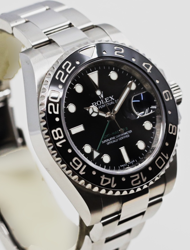 Rolex Oyster Perpetual GMT Master II in Rolex Oystersteel, Black index dial and Cerachrom black bezel on a Rolex Oystersteel bracelet, Ref 116710LN, Box, book and Rolex Warranty card, Ca 2018.