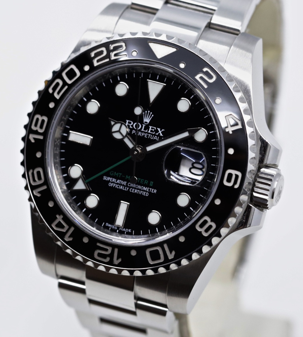 Rolex Oyster Perpetual GMT Master II in Rolex Oystersteel, Black index dial and Cerachrom black bezel on a Rolex Oystersteel bracelet, Ref 116710LN, Box, book and Rolex Warranty card, Ca 2018. - Image 5