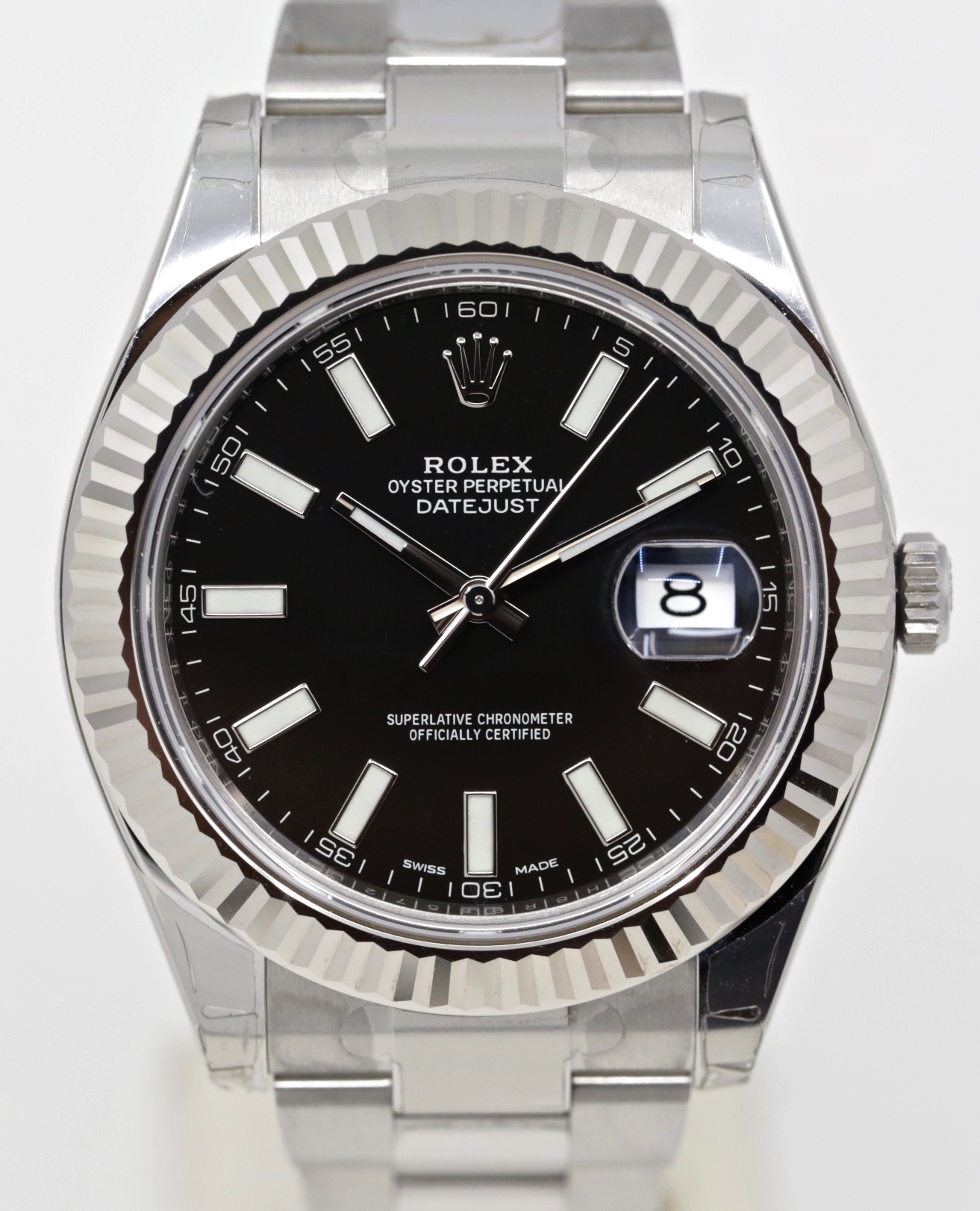 Rolex Oyster Perpetual Datejust II in Stainless Steel, Black Index Dial, 18ct White Gold Fluted Bezel on Rolex Stainless Steel Oyster Bracelet, Ref. 116334, Circa: 2016, Complete with Box & Papers - Image 3