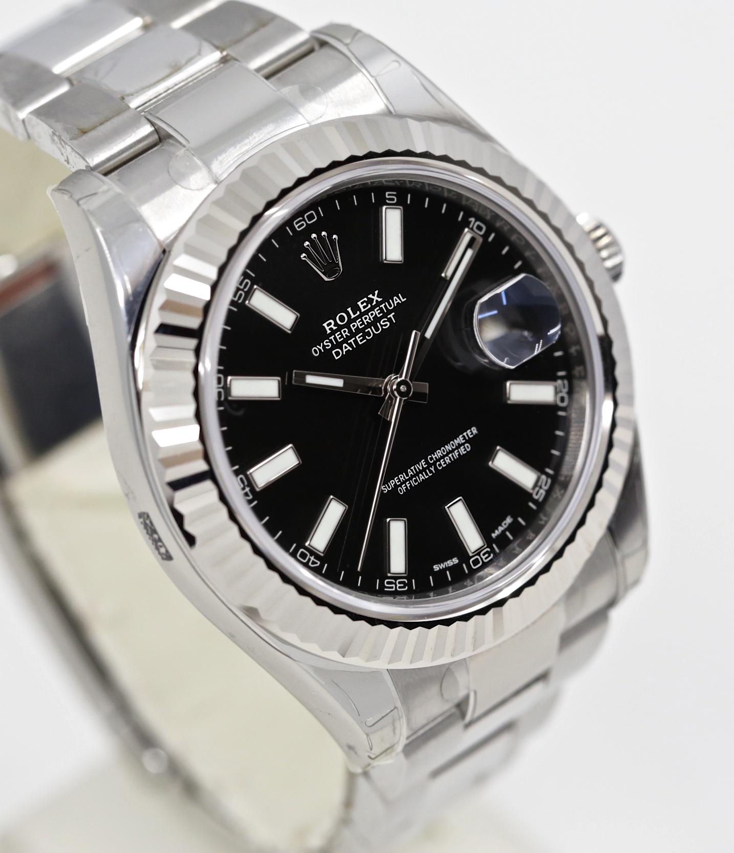 Rolex Oyster Perpetual Datejust II in Stainless Steel, Black Index Dial, 18ct White Gold Fluted Bezel on Rolex Stainless Steel Oyster Bracelet, Ref. 116334, Circa: 2016, Complete with Box & Papers - Image 4