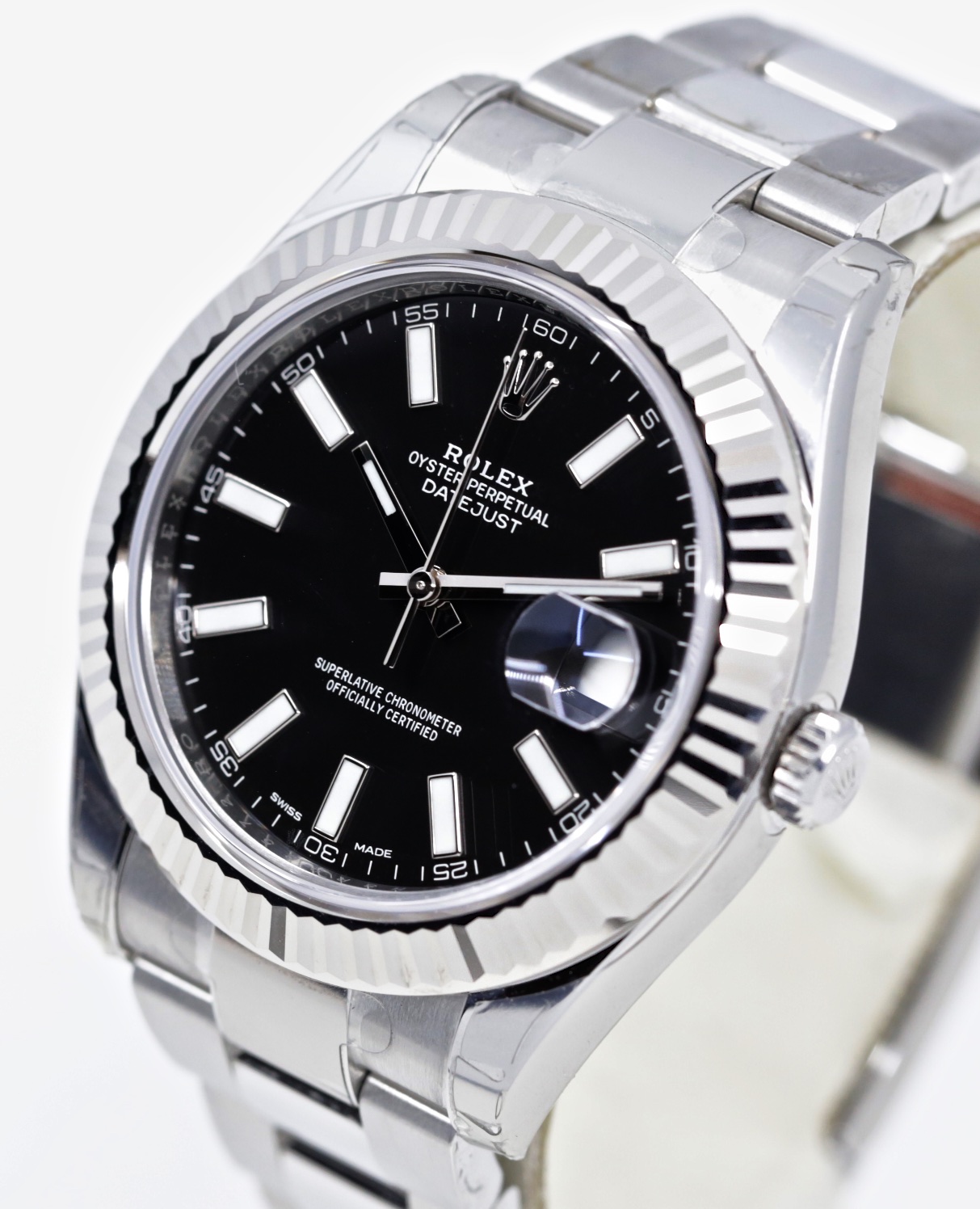 Rolex Oyster Perpetual Datejust II in Stainless Steel, Black Index Dial, 18ct White Gold Fluted Bezel on Rolex Stainless Steel Oyster Bracelet, Ref. 116334, Circa: 2016, Complete with Box & Papers - Image 2