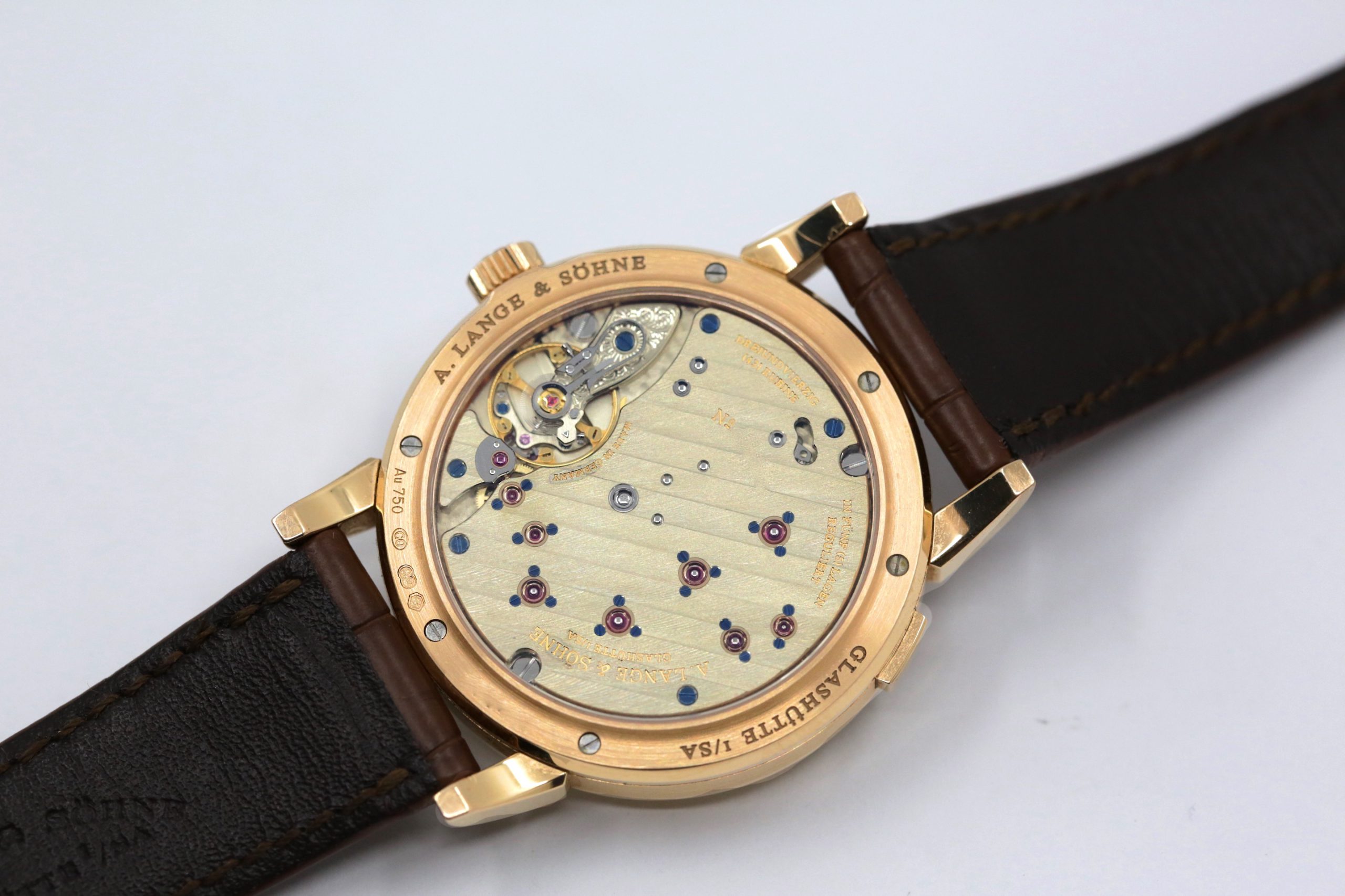A. Lange & Sohne Lange 1 in 18ct Rose Gold, Argente Silver Roman Dial, on A. Lange & Sohne Alligator Strap with 18ct Rose Gold Lange Tang Buckle, Ref. 191.032, with Box & Papers - Image 5