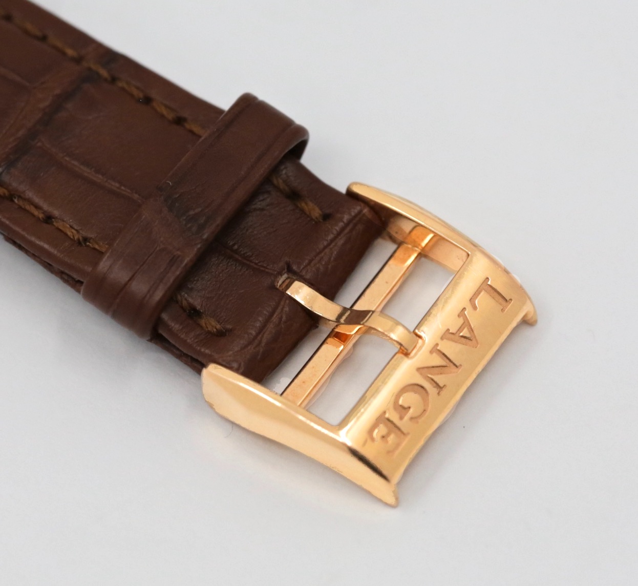 A. Lange & Sohne Lange 1 in 18ct Rose Gold, Argente Silver Roman Dial, on A. Lange & Sohne Alligator Strap with 18ct Rose Gold Lange Tang Buckle, Ref. 191.032, with Box & Papers - Image 7