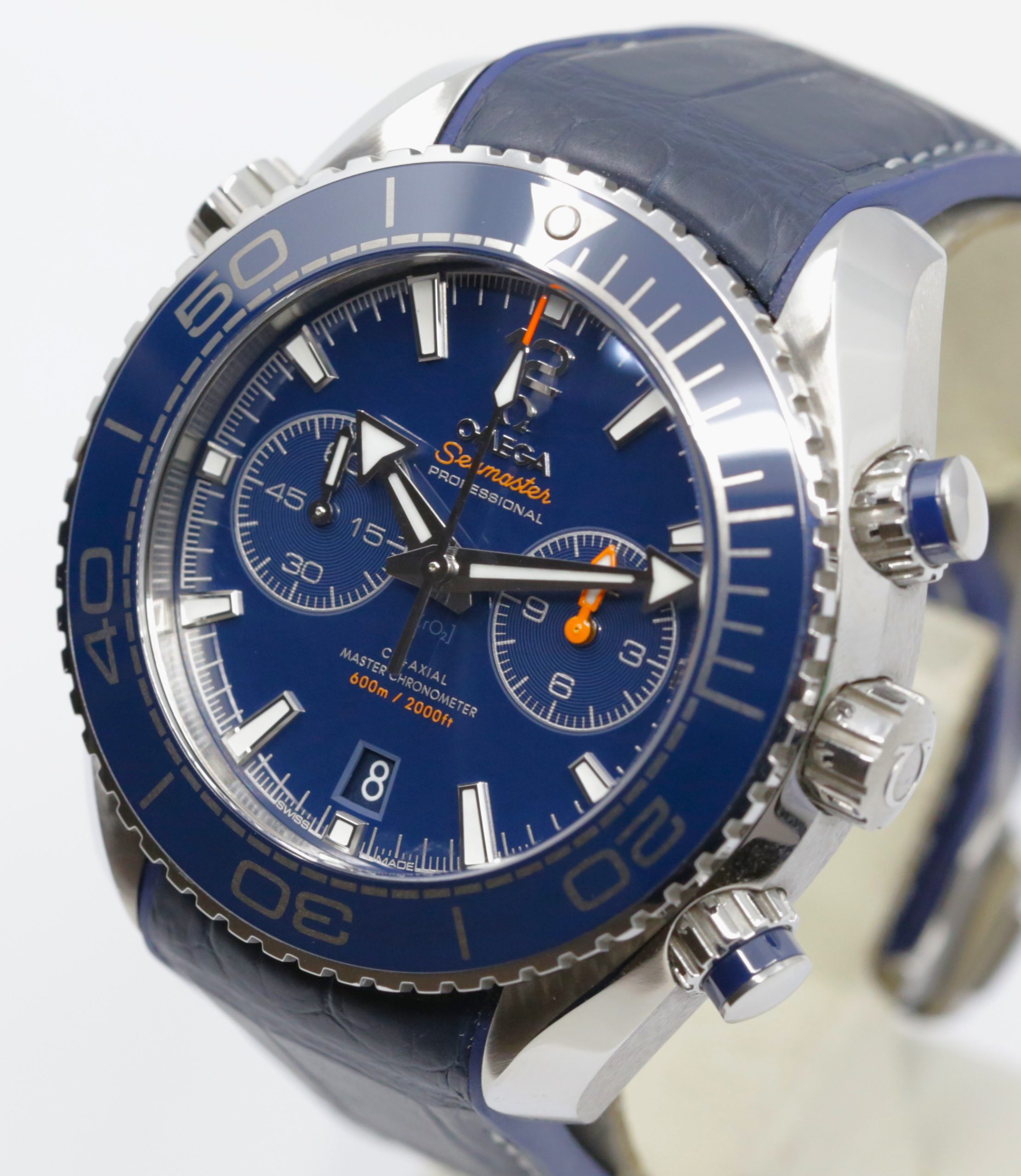 Omega Seamaster Planet Ocean 600M Chronograph, Stainless Steel, Blue Index Dial, Blue Ceramic Bezel on Omega Composite Strap, Ref.215.30.46.51.03.001, Circa: 2019, Complete with Box, Book & Omega Warranty Cards - Image 2