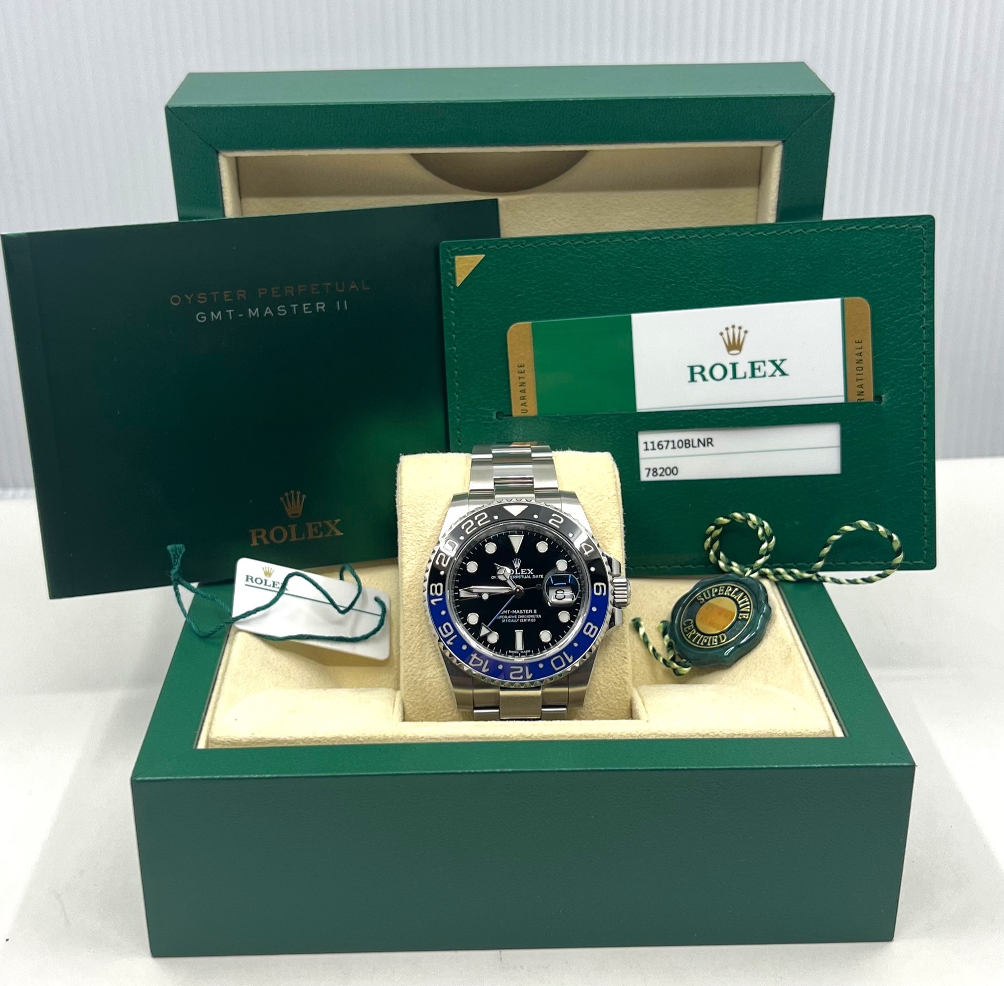 Rolex GMT Master II, Stainless Steel, "Batman" Black & Blue Ceramic Bezel, Black Index Dial, on Stainless Steel Rolex Oyster Bracelet, Ref. 116710BLNR, Circa: 2017, Complete with Box, Books & Rolex Warranty Card - Image 6