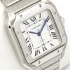Cartier Santos De Cartier Watch, Medium Model, in Stainless Steel, Opaline Roman Dial, Blue Sword-Shaped Hands, on Cartier Stainless Steel Bracelet, Ref. WSSA0029, Circa: 2022, Complete with Box, Books & Cartier Warranty Card