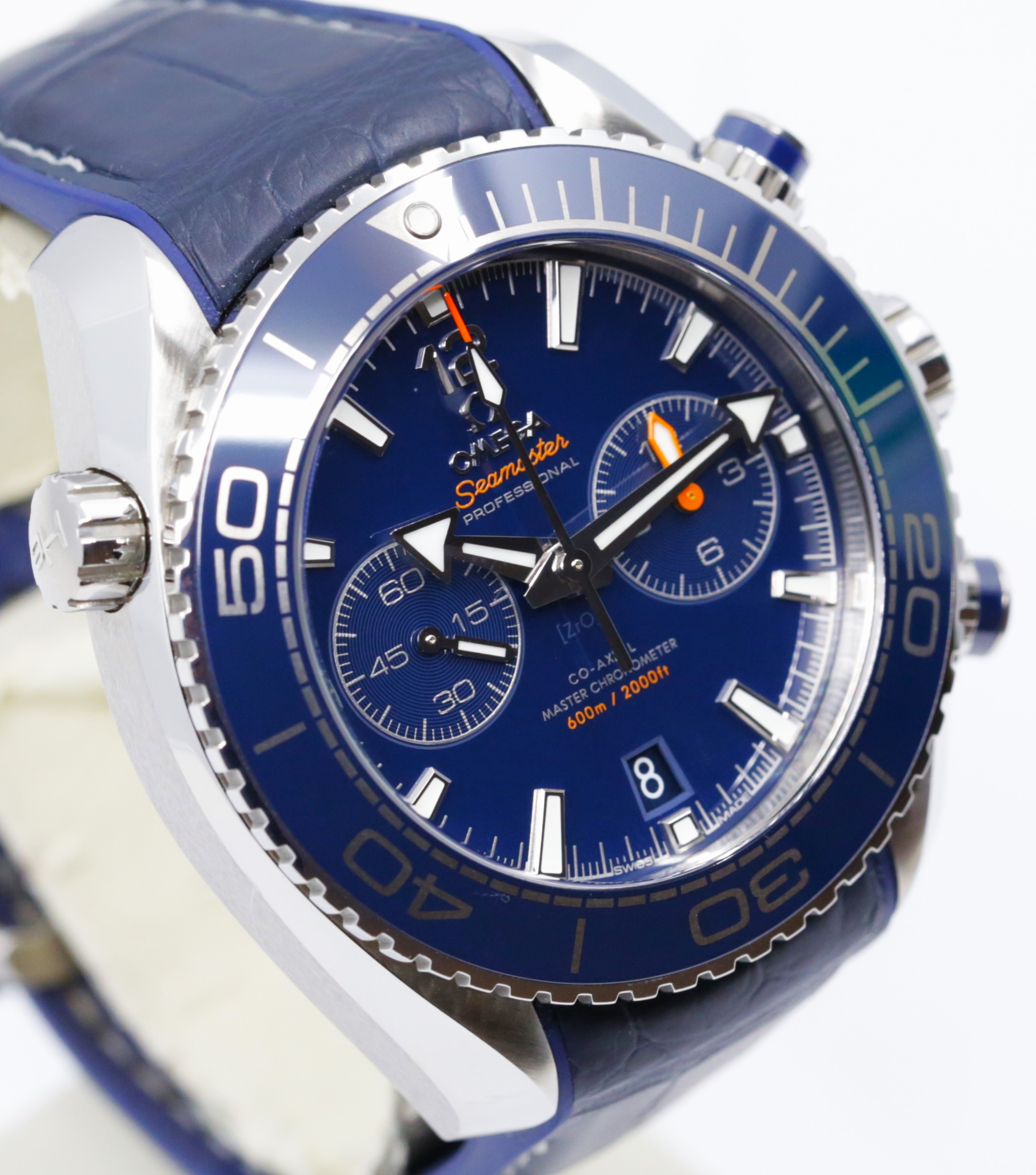Omega Seamaster Planet Ocean 600M Chronograph, Stainless Steel, Blue Index Dial, Blue Ceramic Bezel on Omega Composite Strap, Ref.215.30.46.51.03.001, Circa: 2019, Complete with Box, Book & Omega Warranty Cards - Image 4