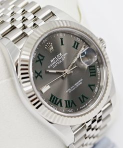 Rolex Datejust 41, Stainless Steel with 18ct White Gold Fluted Bezel, Wimbeldon Dial, on Rolex Jubilee Bracelet, Reference 126334, Circa: 2021, Complete with Box & Papers