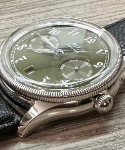 Alternative view of Bunkyo Tokyo Calendar 1 perpetual calendar olive dial, stainless steel case.