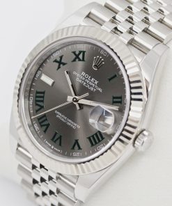 Alternative view of Rolex Datejust 41, Stainless Steel with 18ct White Gold Fluted Bezel, Wimbeldon Dial, on Rolex Jubilee Bracelet, Reference 126334, Circa: 2021, Complete with Box & Papers